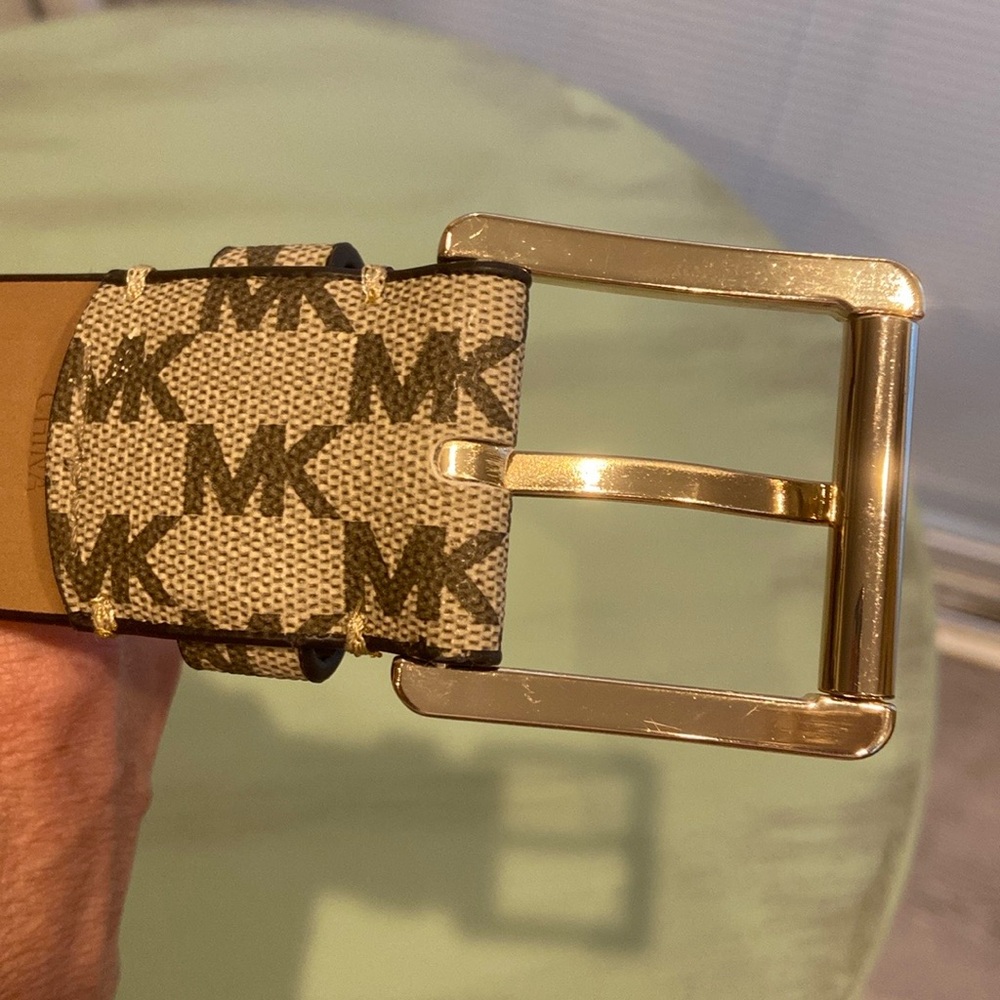 Michael Kors Designer Monogram Belt with Gold Buckle size L - Picture 6 of 7